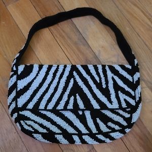 Zebra beaded purse